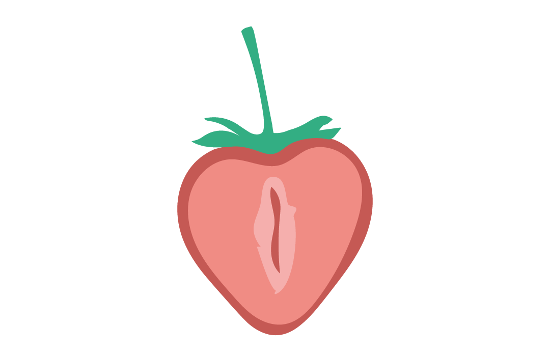 Jordbær som illustrasjon av vulva